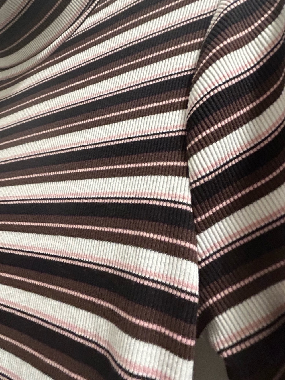 No Boundaries Brown & White Striped Long-Sleeve Turtleneck Top - Picture 3 of 3